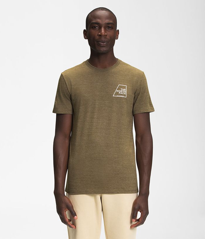 The North Face Mens T-Shirts Short Sleeve Logo Marks Tri-Blend 016MURZAB - Olive